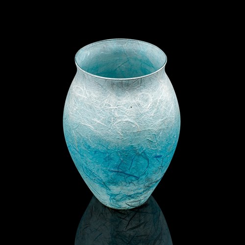 Contemporary Straw Silk Vase, English, Art Glass, Flower Urn, Millennium, Decor