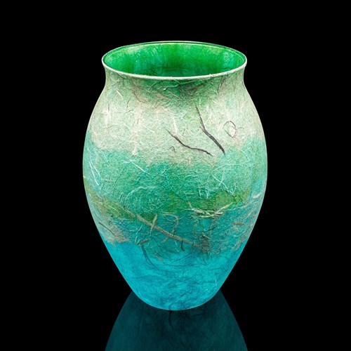 Contemporary Display Vase, English, Art Glass, Straw Silk, Flowers, Decorative