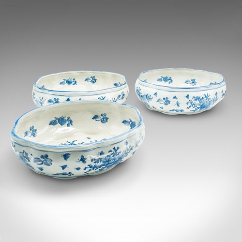 Trio Of Vintage Bonsai Tree Planters, Chinese, Ceramic, Penjing, Jardiniere Pot