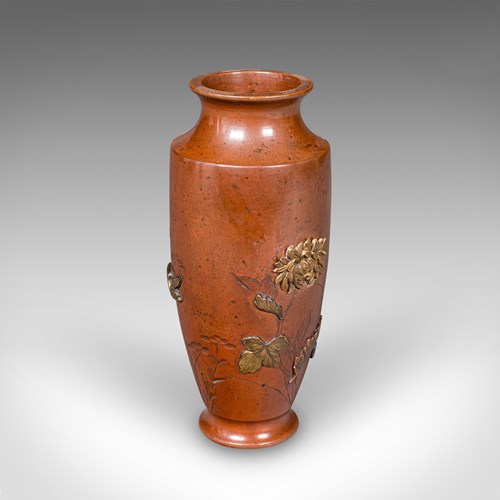 Small Antique Display Urn, Japanese, Bronze, Posy Vase, Meiji Taste, Victorian