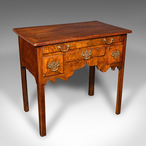 Antique Lowboy Table, Georgian, English, Burr Walnut, Oak, Hall, Side, C.1780