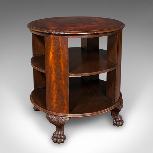 Antique Circular Bookcase, English, Centrepiece Library Table, Edwardian, C.1910