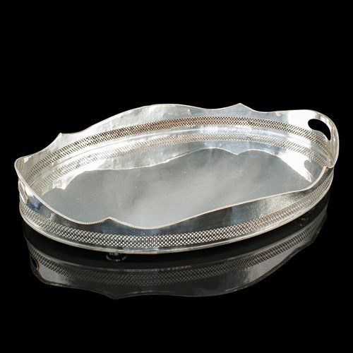 Antique Presentation Serving Tray, English, Silver Plated, Cocktail, Edwardian