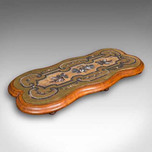 Antique Tea Fancies Stand, English, Walnut, Beadwork, Cake Platter, Victorian