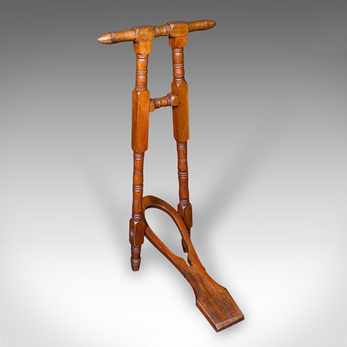 Antique Boot Jack, English, Walnut, Folding Shoe Pull, Victorian, Circa 1870