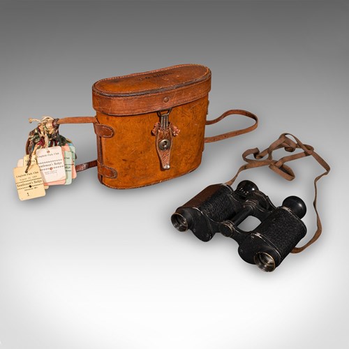 Vintage Pair Of Binoculars, Scottish, Racecourse Spotter's Glasses, Leather Case