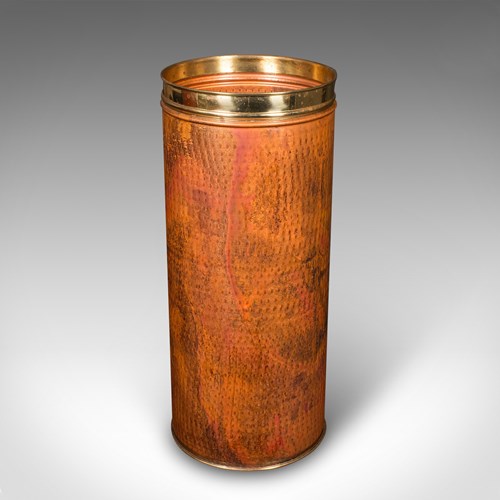 Vintage Stick Sleeve, English, Copper, Brass, Hallway Umbrella Stand, Circa 1970