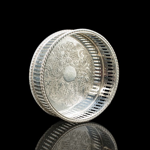 Vintage Wine Bottle Coaster, English, Silver Plated, Champagne Rest, Circa 1930
