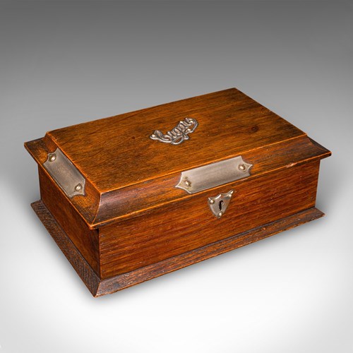 Antique Cigar Case, English, Oak, Cedar, Desktop Humidor, Edwardian, Circa 1910