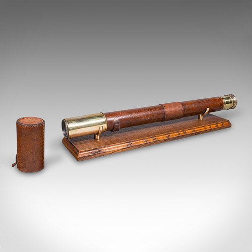 Antique Explorer’S Telescope, English, Leather Dressed Spyglass, Edwardian, 1910