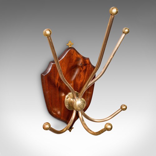 Antique Hunting Lodge Coat Rack, Scottish, Six Branch Hall Shield, Edwardian