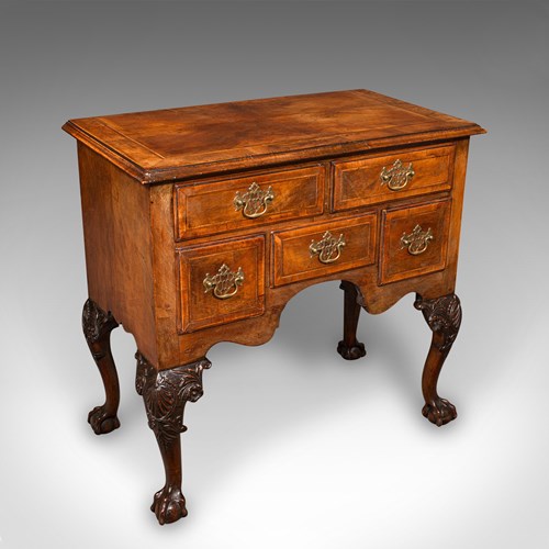 Antique Georgian Revival Lowboy, English, Walnut, Hall, Side Table, Edwardian