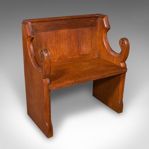 Antique Hall Settle, Scottish Oak Seat & A Half Bench, Gothic Revival, Victorian