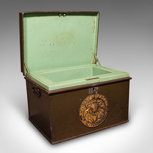 Antique Patent Safe, English Cast Iron Lock Box, Milners Of Liverpool, Victorian