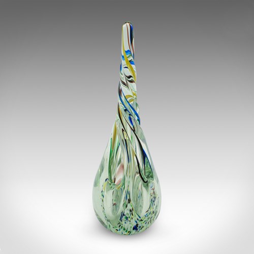 Vintage Murano Twist Vase, Italian, Art Glass Posy Sleeve, Paperweight, C.1980