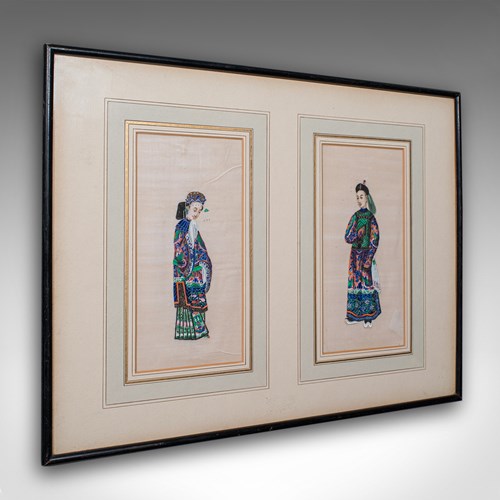 Antique Pith Painting, Oriental Art, Watercolour, Qing Dynasty, Victorian, 1850