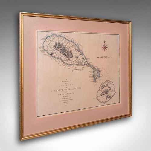 Antique St Christopher & Nevis Map, English, Caribbean Cartography, Georgian