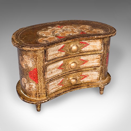 Vintage Florentine Jewellery Box, Italian Keepsake Chest Of Drawers, Miniature