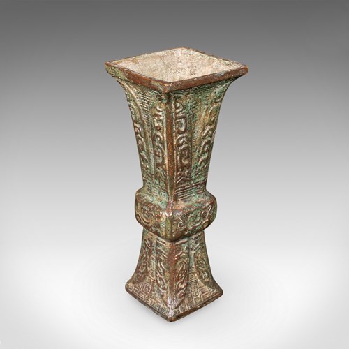 Antique Gu Ritual Vessel, Oriental, Bronze, Ceremonial, Posy Vase, Victorian