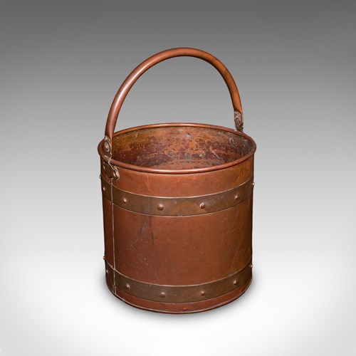 Antique Waste Paper Basket, English, Copper, Study, Office, Cornish, Edwardian