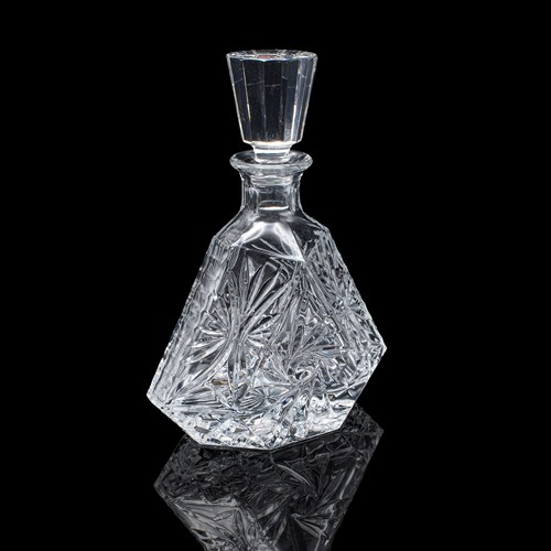 Vintage Liqueur Decanter, English, Crystal Glass, Spirit Bottle, Barware, C.1970