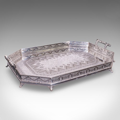 Rare Antique Presentation Serving Tray, English, Silver Plate, Victorian, C.1875