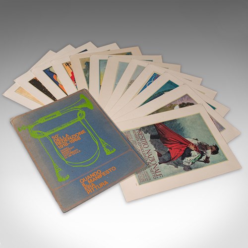 Vintage Folio Of 12 Posters, Italian, Prints, WWI Propaganda, Art Exhibition Set
