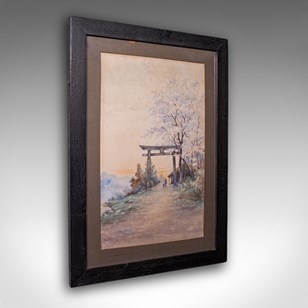 Vintage Torii Gate Landscape Painti...