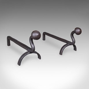 Pair Of Antique Andirons, English, ...
