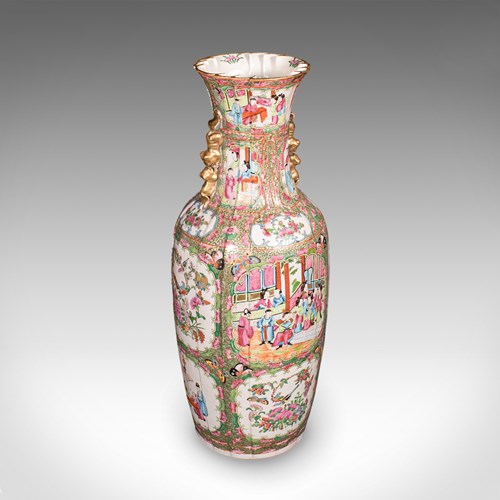 Tall Antique Famille Rose Vase, Chinese, Ceramic, Qing, Centrepiece, Victorian
