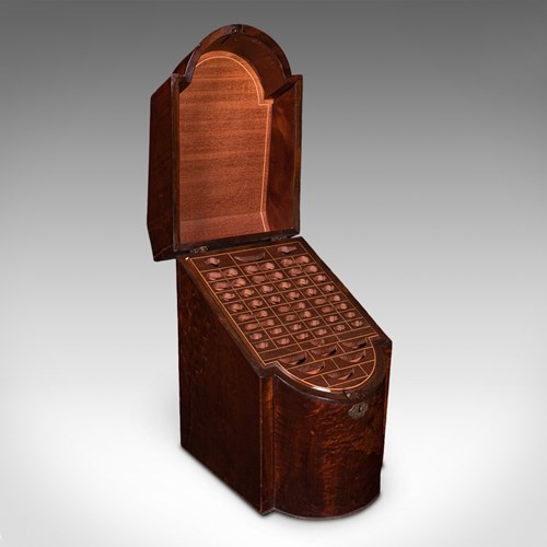 Antique Knife Box, English, Kitchen Organiser, 46 Item Cutlery Storage, Georgian