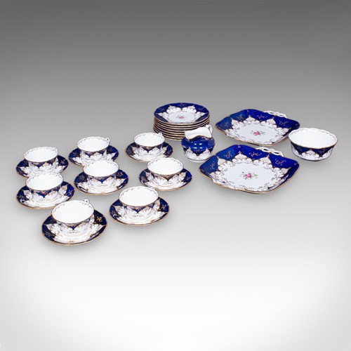 28 Piece Antique 8 Person Afternoon Tea & Tiffin Set, English Ceramic, Victorian