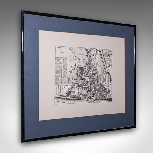 Vintage 18Th Century Street Map, London, Houses Of Parliament, Westminster Abbey