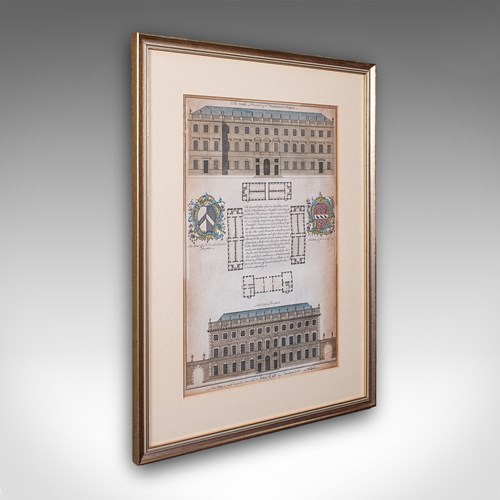 Antique St Bart's Hospital Engraving, English, Framed, Architectural, Georgian