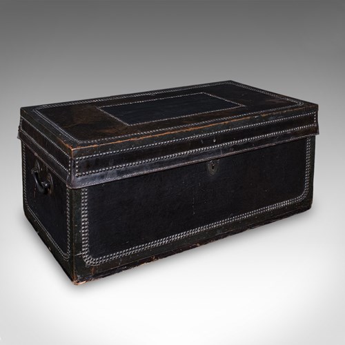Antique Windsor Trunk, English, Leather, Camphorwood Chest, High Victorian, 1870