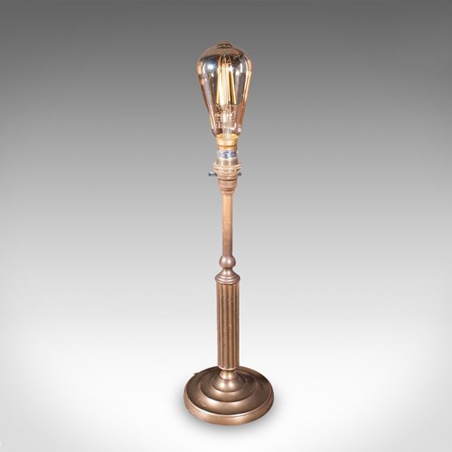 Vintage Table Lamp Base, English, Nickel Brass, Decorative Accent Light, C.1980