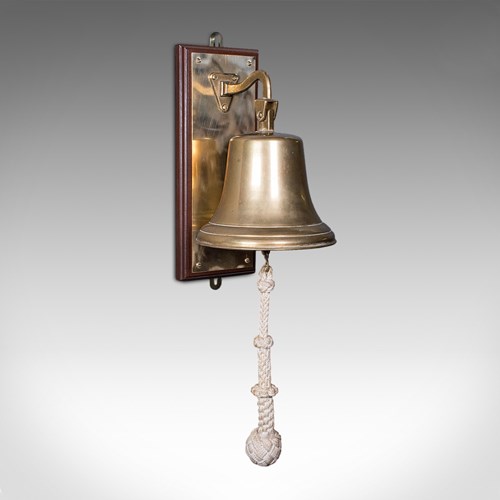 Vintage School Dinner Bell, English, Brass, Playground Ringer, Mid Century