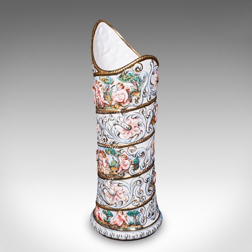 Tall Vintage Stick Stand, Italian, Ceramic, Umbrella Rack, Slimline Vase, C.1960