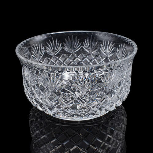 Vintage Punch Bowl, English, Crystal Glass, Serving, Fruit Dish, Mid Century