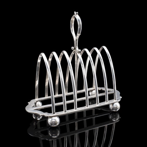 Antique Toast Rack, English, Silver Plated, Breakfast Table Stand, Edwardian