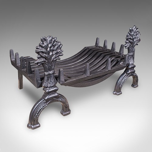 Antique Country House Fireplace Set, English, Fire Basket, Andirons, Victorian