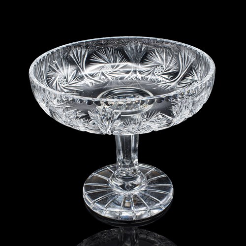 Vintage Pedestal Fruit Bowl, English, Cut Glass, Presentation Display Dish, 1960