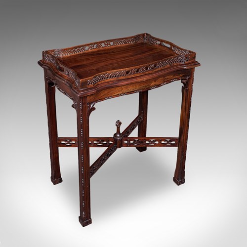 Vintage Chippendale Revival Tray Table, English, Serving Stand, Afternoon Tea