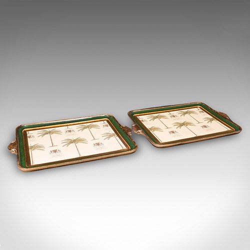 Pair Of Vintage Florentine Serving Trays, Italianate Afternoon Tea Platter, 1970