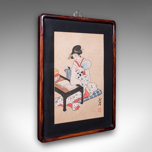 Antique Figural Woodblock Print, Japanese Art, Meiji, After Shoun, Edwardian