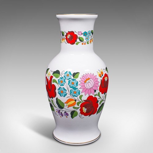 Large Vintage Flower Vase, Hungarian, Ceramic, Baluster, Decorative, Late 20Th