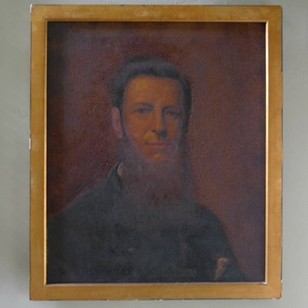 19thC oil of a handsome bearded fellow