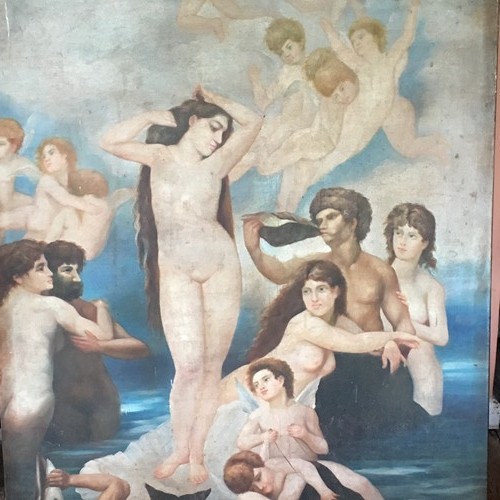 Large oil painting birth of Venus naive portrait 