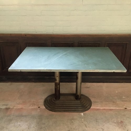 Art Deco slate topped and cast base table.