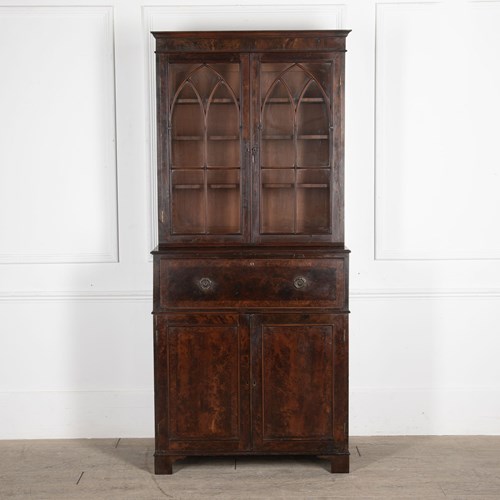 George IV Yew-Wood Secretaire Bookcase